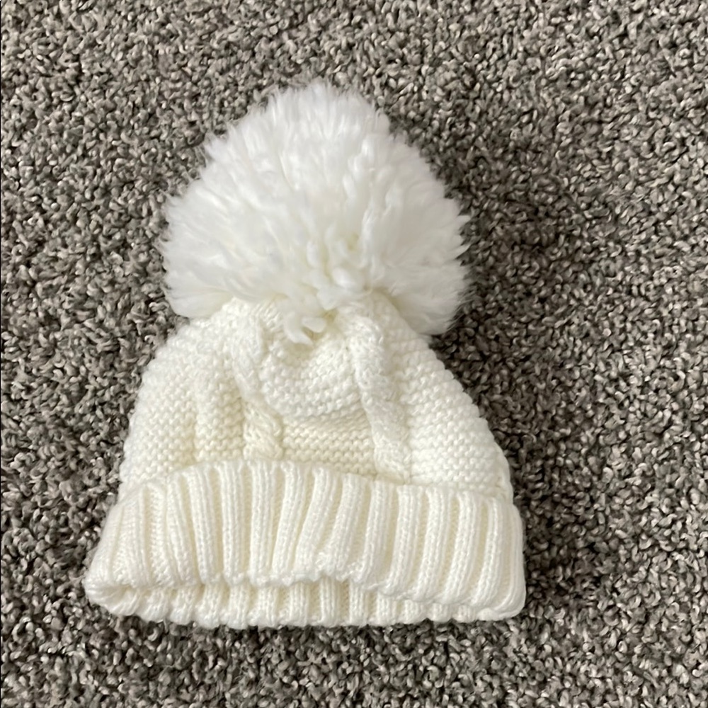 White Knit Pom-Pom Hat for Babies - Picture 2 of 2